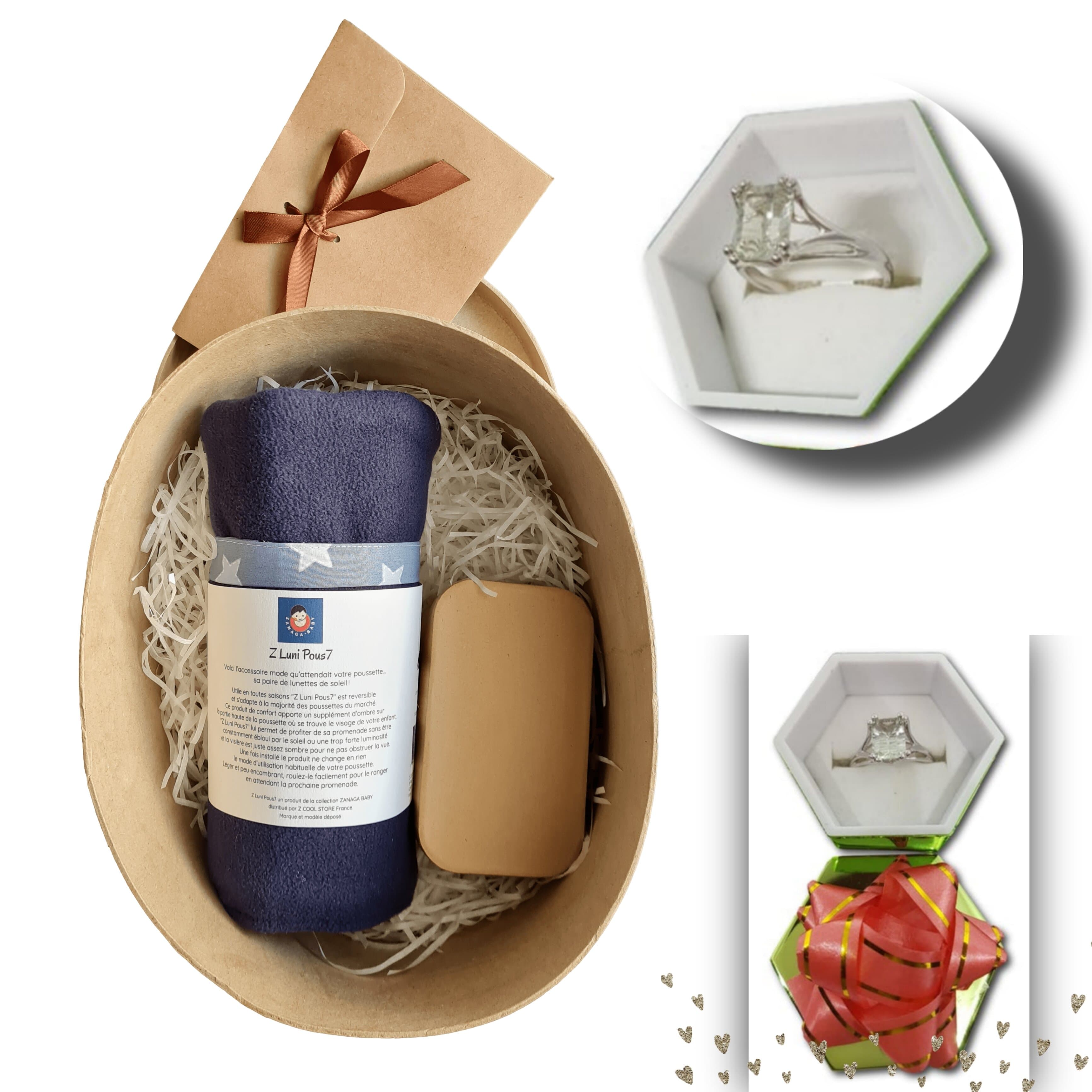 BOX Bijoux Maman-Bébé "AQUA" - Bague argent rhodié [BOX BT1-FREU B2B]