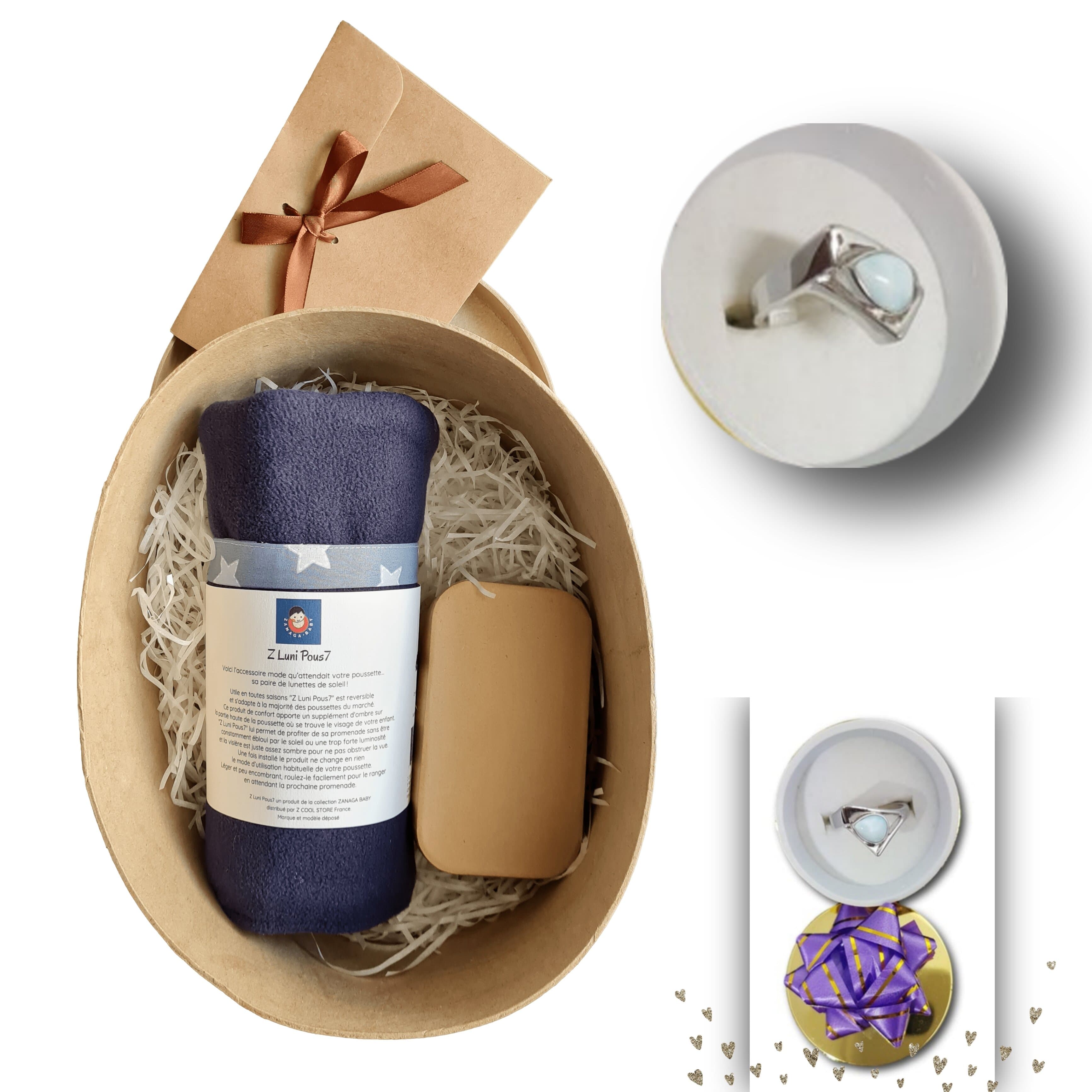 BOX Bijoux Maman-Bébé "ECRIN" - Bague argent rhodié [BOX BT3-FREU B2B]