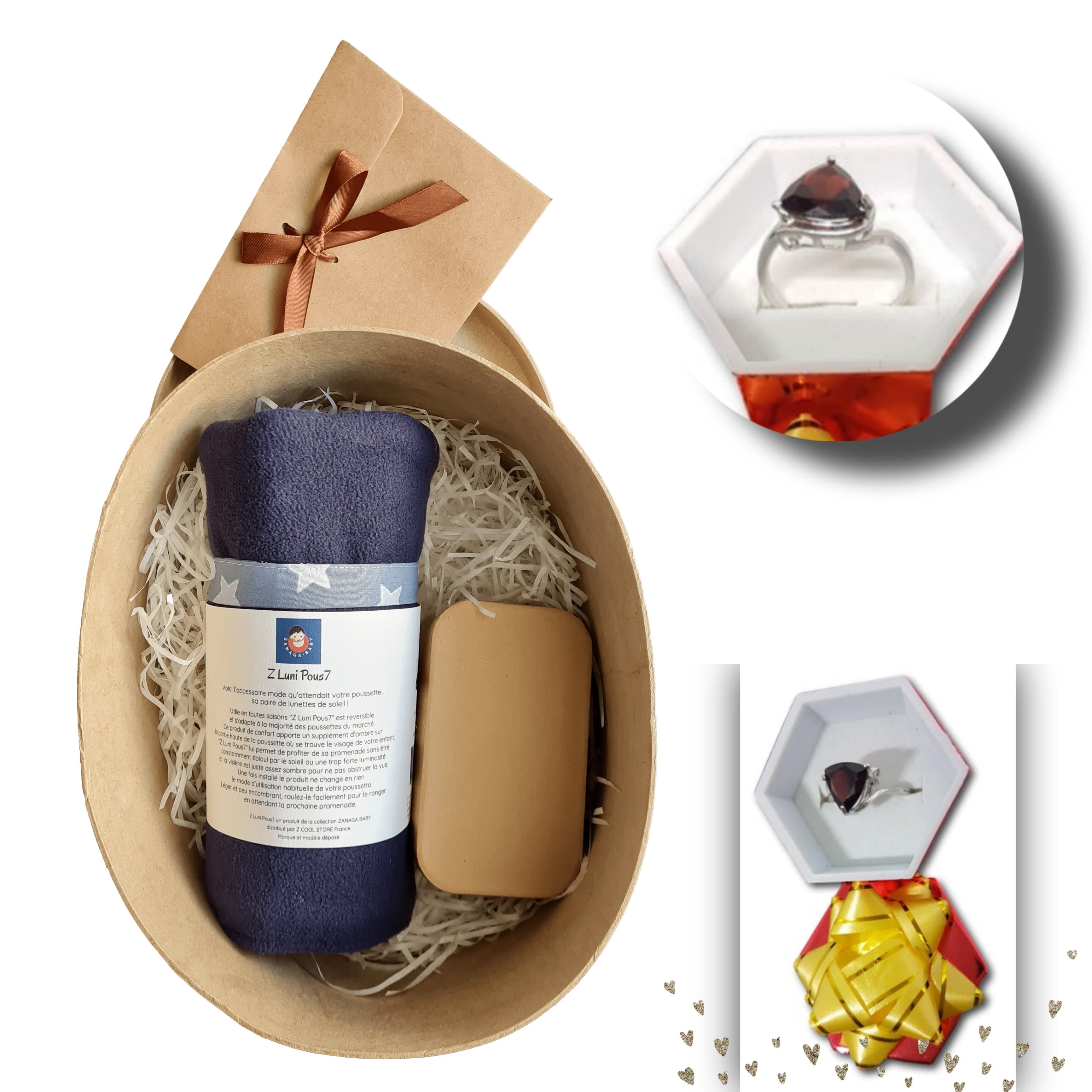 BOX Bijoux Maman-Bébé "GRENAT" - Bague argent rhodié [BOX BT10-FREU B2B]