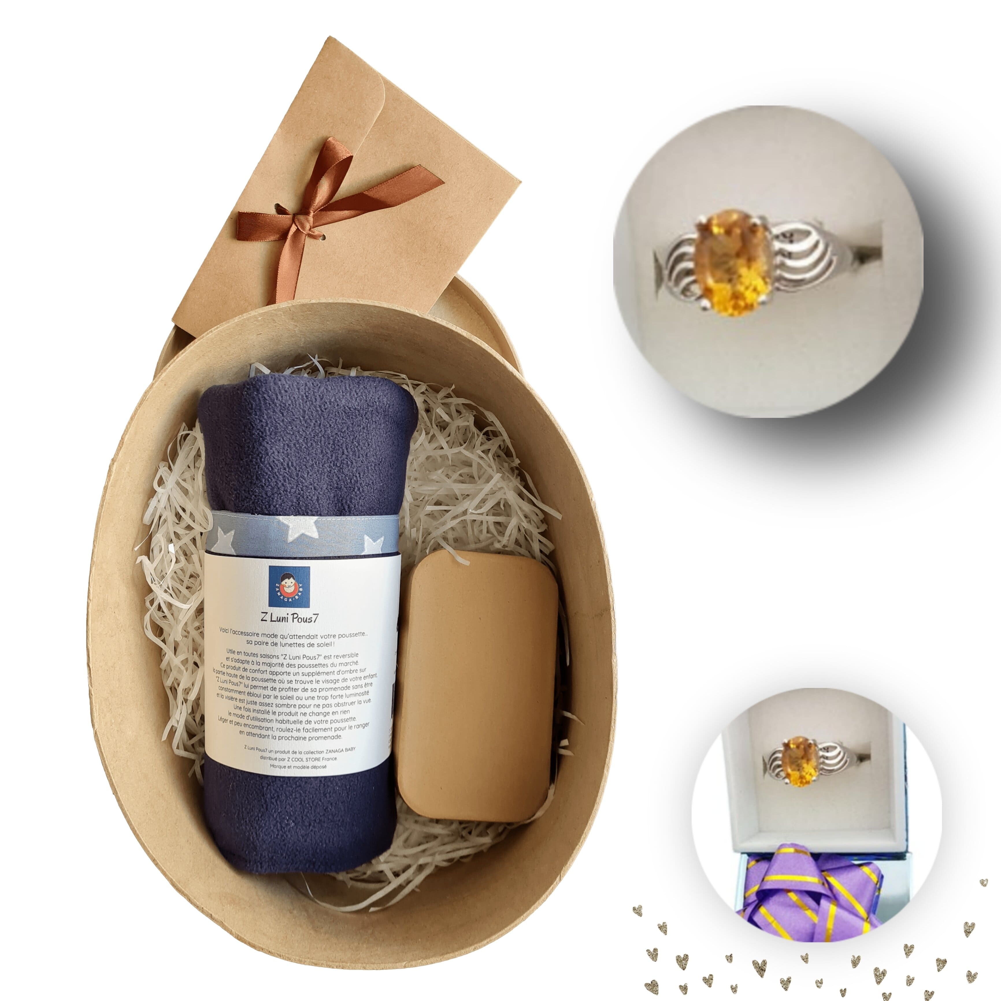 BOX Bijoux Maman-Bébé "ASTRE" - Bague argent rhodié [BOX BT6-FREU B2B]